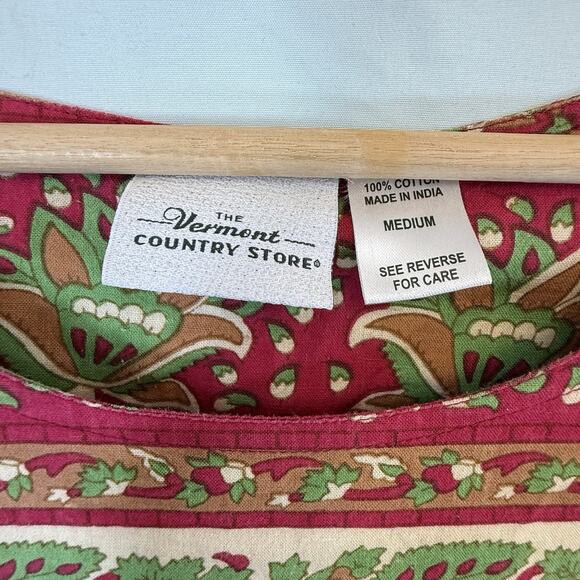 Vermont Country Store Boho Print Cotton Muu Muu Maxi Dress SIZE MEDIUM Pockets - Picture 9 of 9